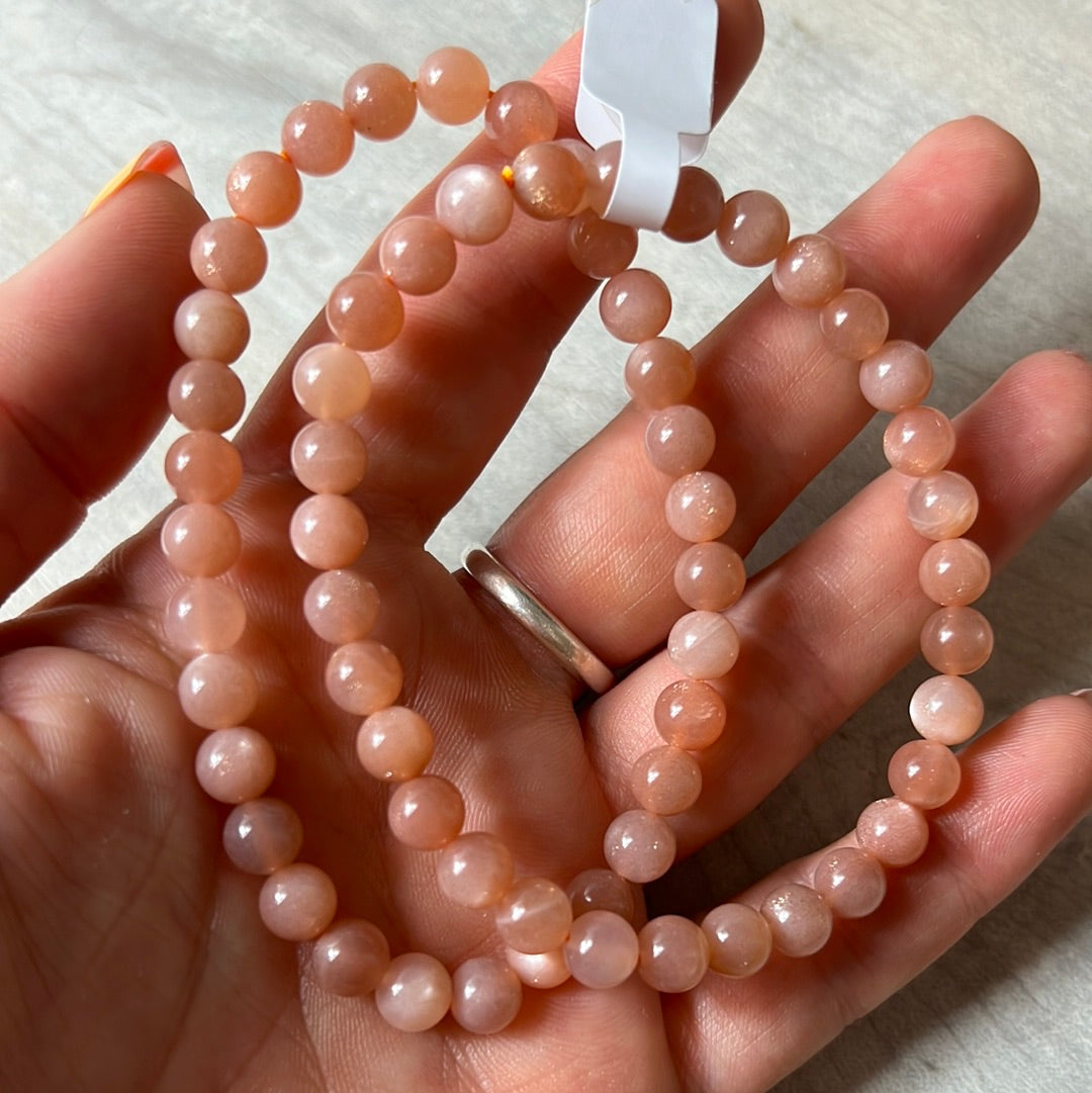 LAST Peach Moonstone - 6mm Bead Bracelet