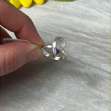 Load image into Gallery viewer, Amethyst Facet - Bi Colour 925 Sterling Silver Ring - Size M - M 1/2
