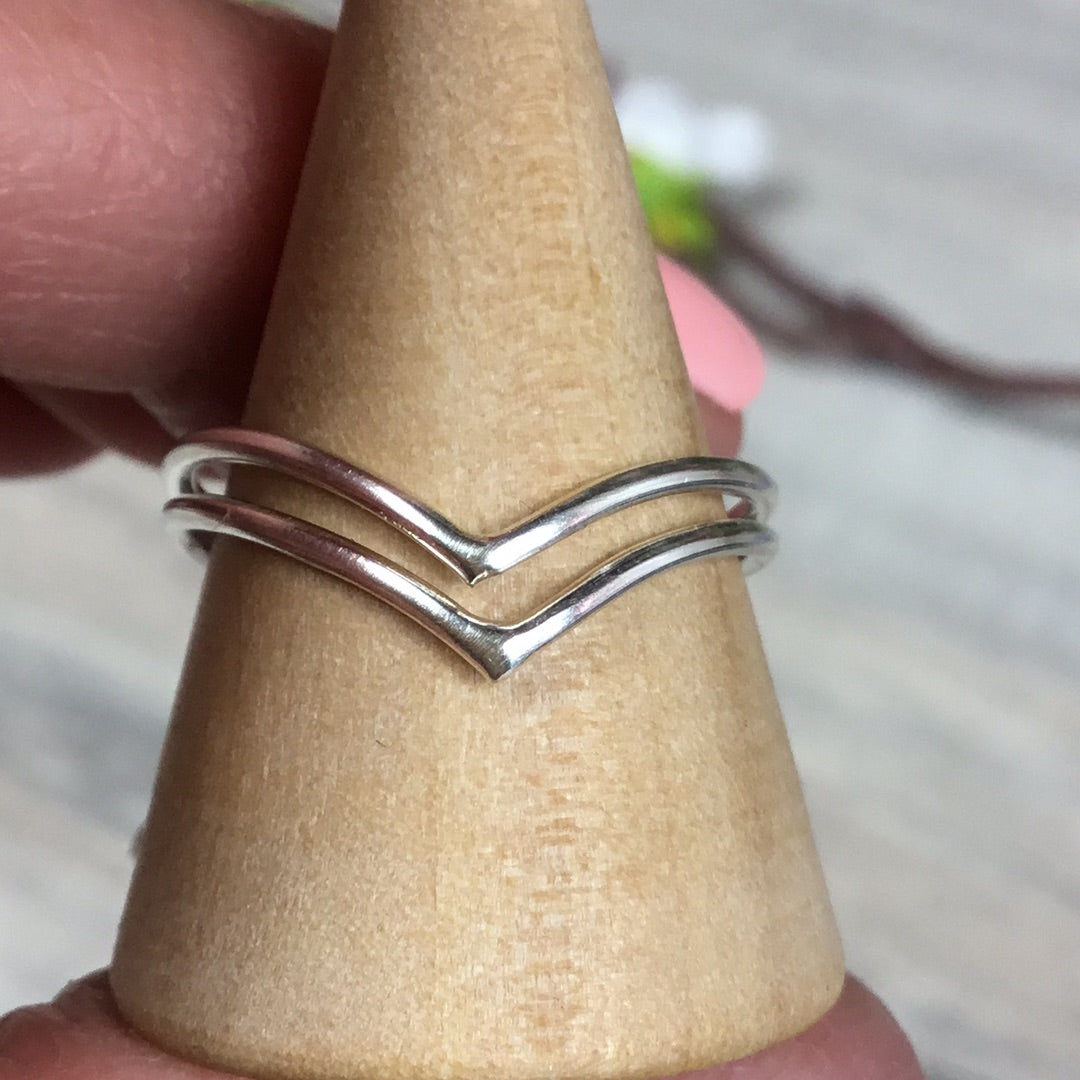 Dual Wishbone 925 Sterling Silver Stacker Ring