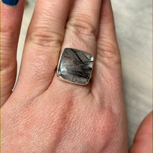 Load image into Gallery viewer, AA Black Tourmaline in Quartz 925 Silver Ring - Size M
