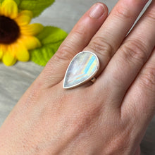 Load image into Gallery viewer, AAA Rainbow Moonstone 925 Silver Ring -  Size L 1/2
