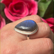 Load image into Gallery viewer, Labradorite Lab 925 Sterling Silver Ring - Size Q
