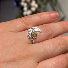 Load image into Gallery viewer, Tigers Eye Delicate Moon 925 Silver Ring -  Size N 1/2 - O
