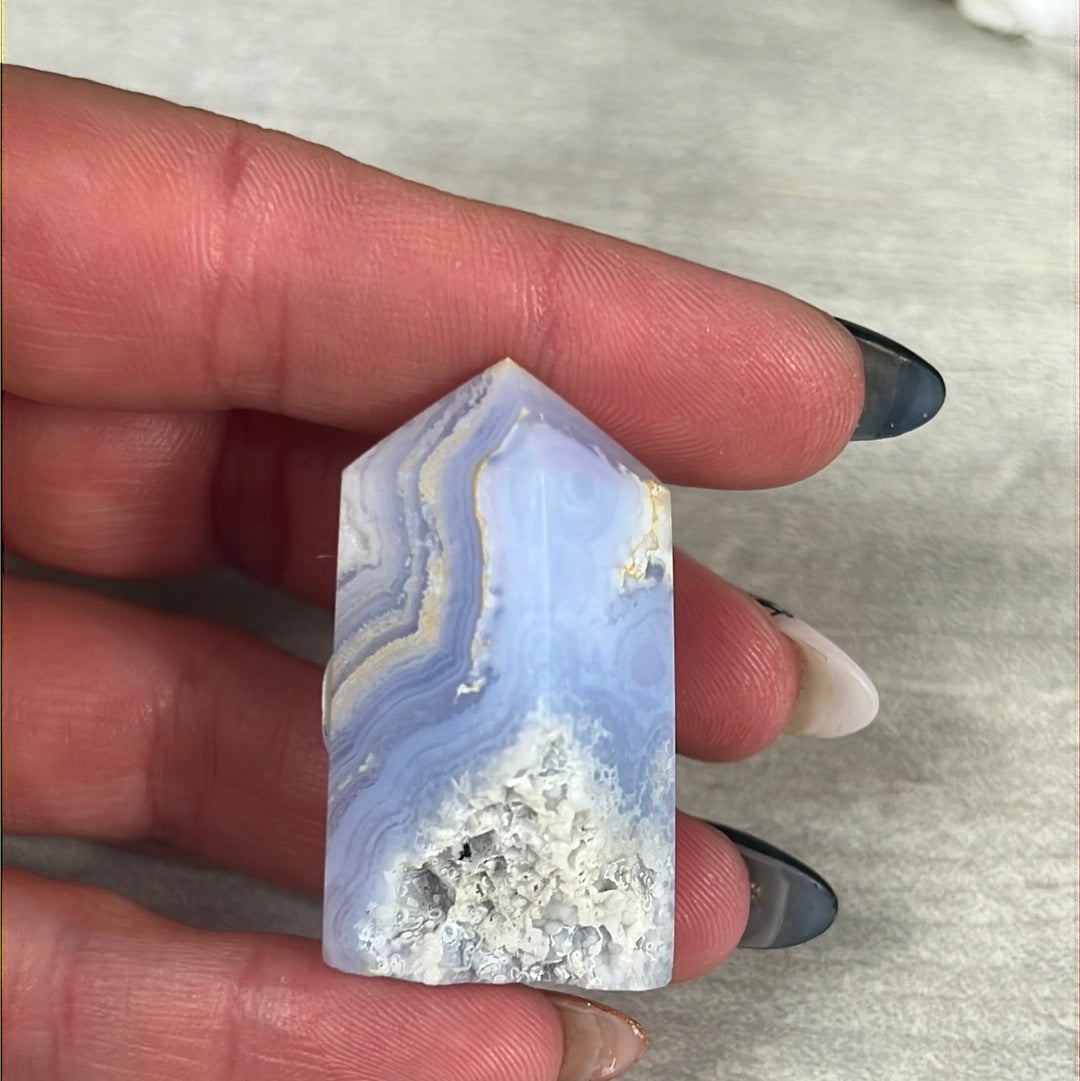 Small Blue Lace Agate obelisk Tower Point