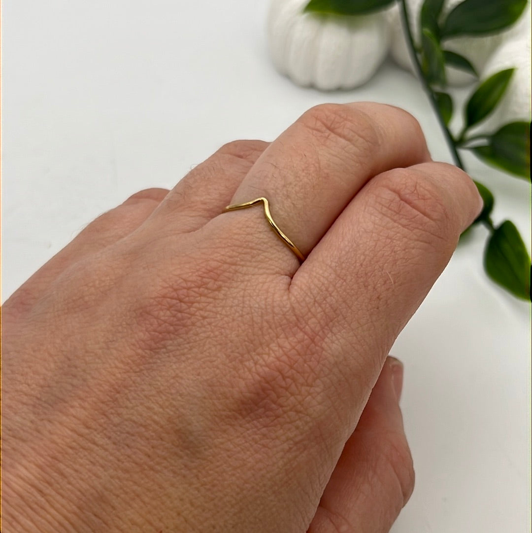 14K Gold Wishbone Ring -  Size L 1/2