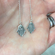 Load image into Gallery viewer, Hamsa Threader 925 Sterling Dangle Earrings
