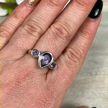 Load image into Gallery viewer, Amethyst Facet 925 Sterling Silver Ring -  Size P 1/2
