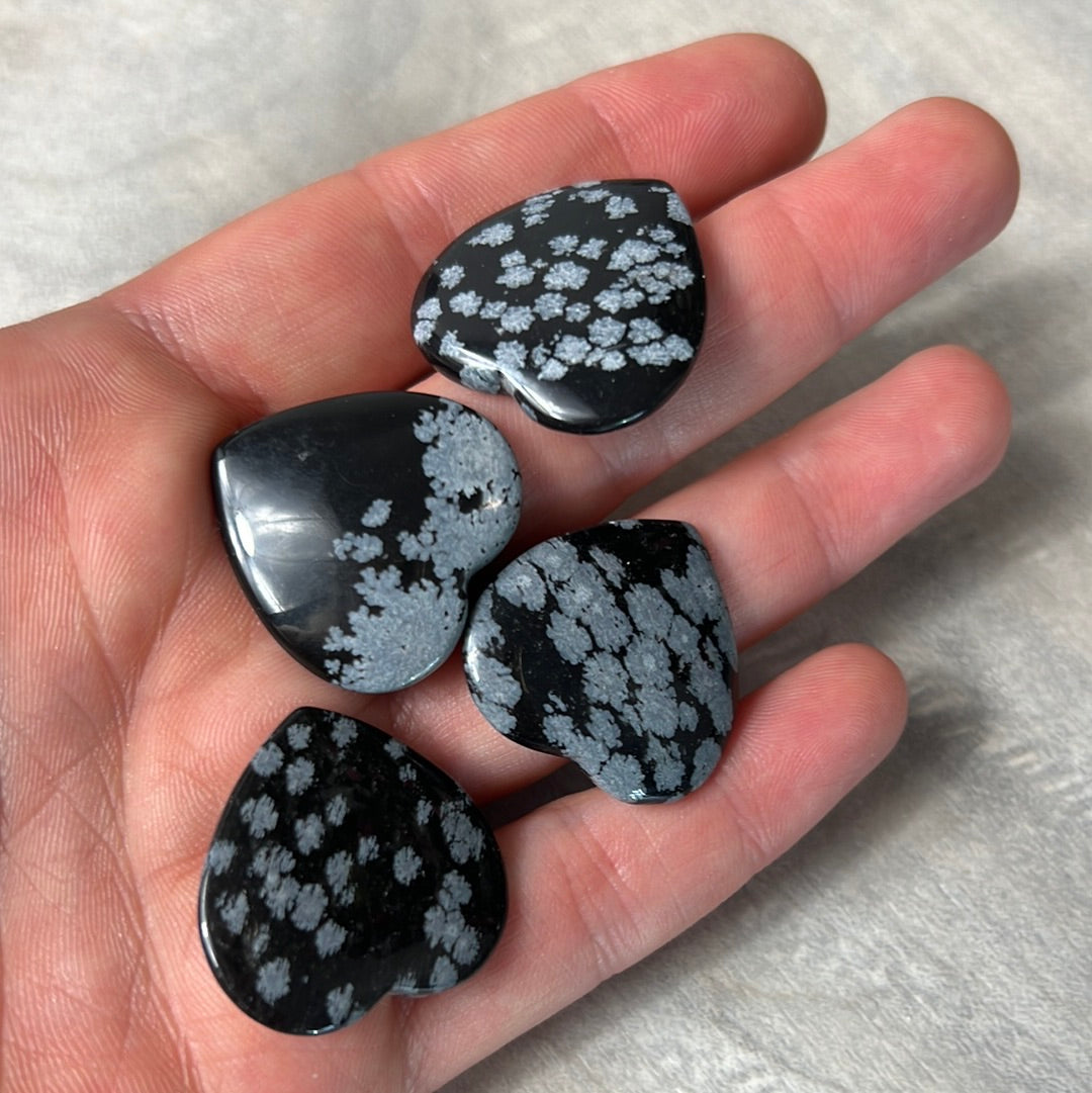 Snowflake Obsidian Thin Heart