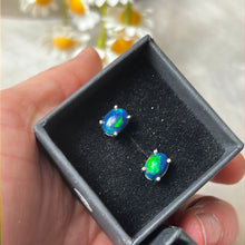 Load image into Gallery viewer, Black Fire Opal Sterling Studs Earrings
